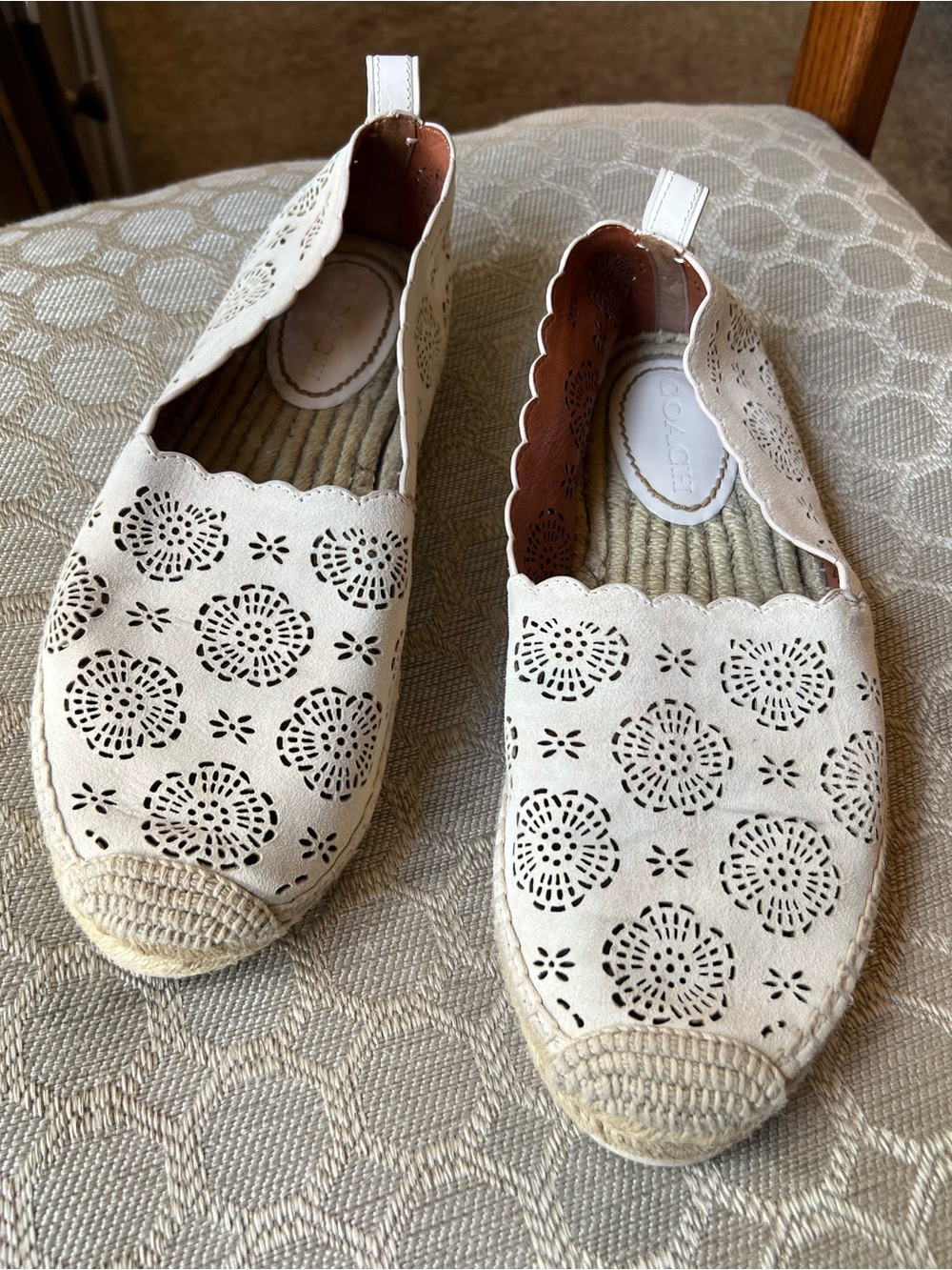 Coach Astor Rose cutout Espadrille Flats